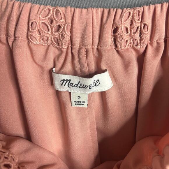 Madewell Eyelet Embroidered Off The Shoulder Mini Shift Dress Dusty Rose Size 2 - Picture 6 of 7